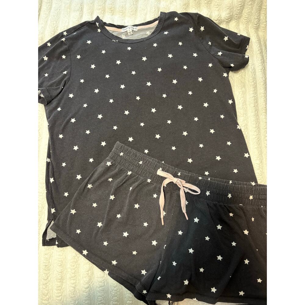 Seeing Stars women’s lounge pajama set size L black white polka dot